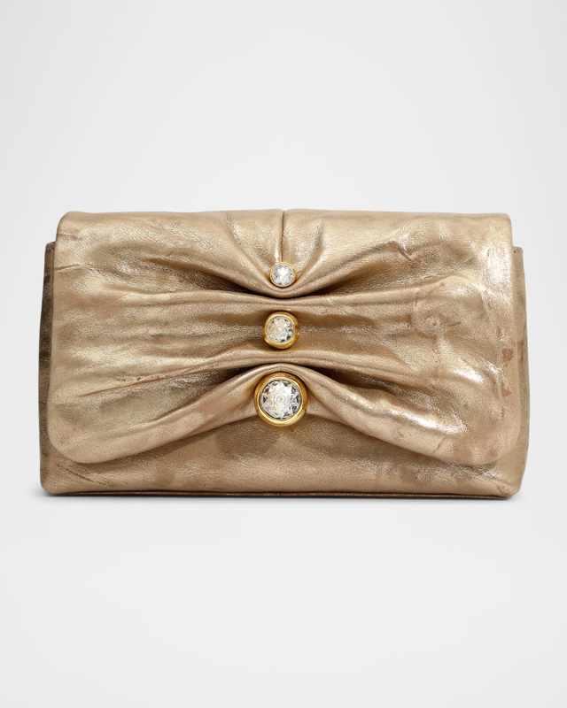 Molton Ruched Metallic Leather Crossbody Bag